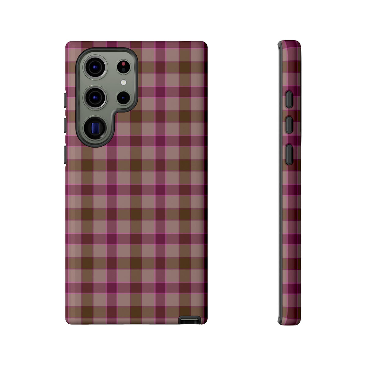 Mulberry Spice | Pink & Burgundy Plaid Galaxy Case