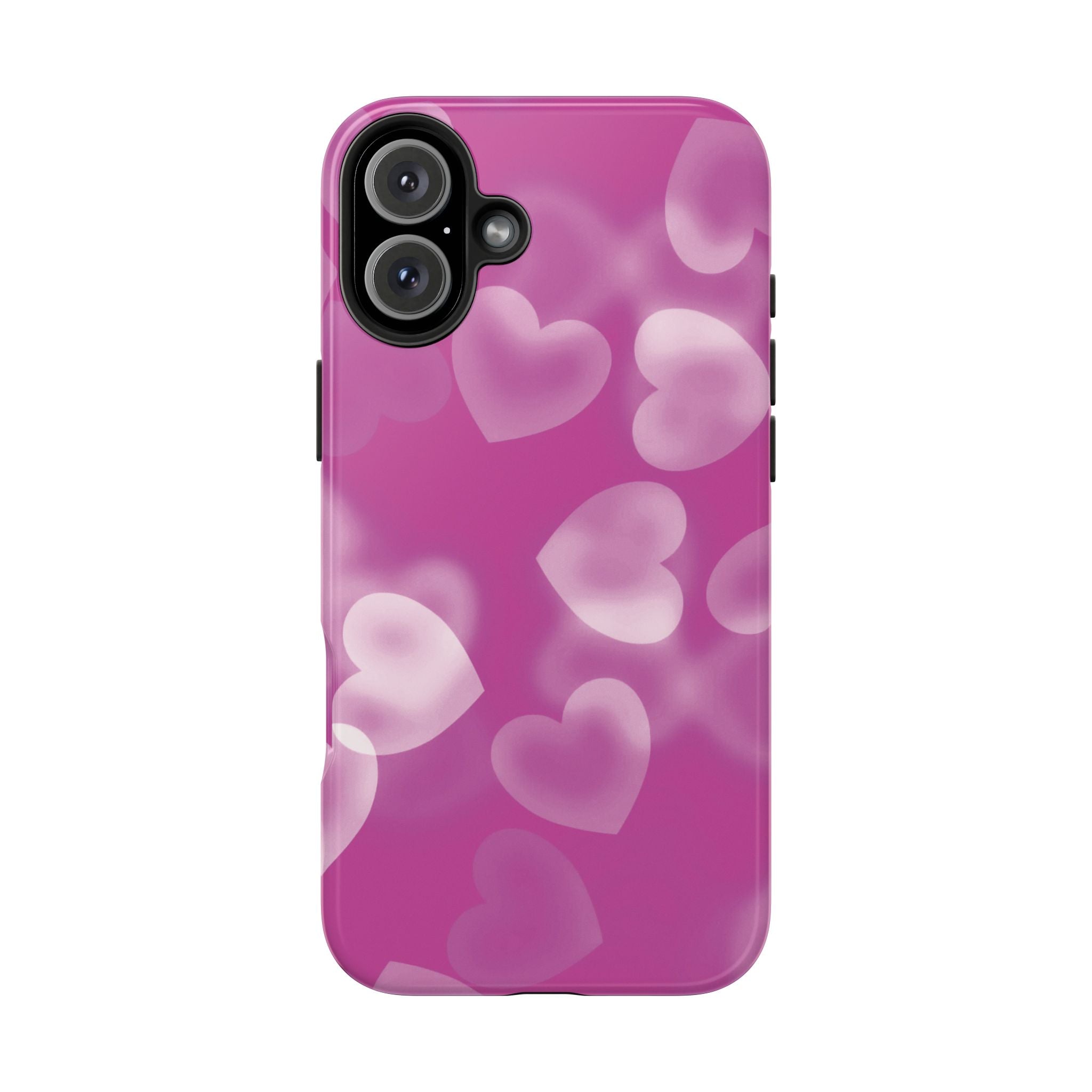 Coque iPhone rose avec coeurs en aérographe