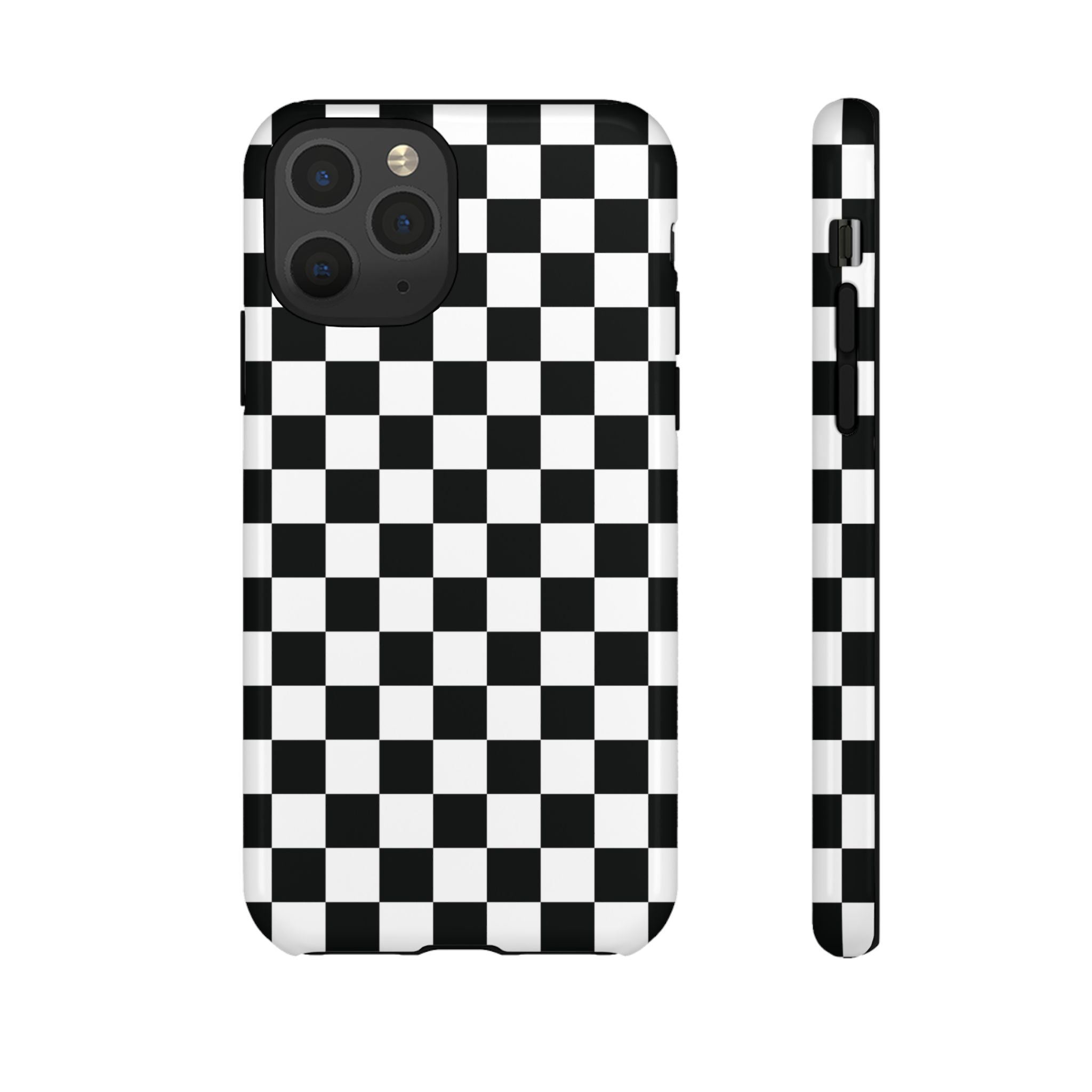 Coque iPhone à damier noir et blanc Skater Girl |