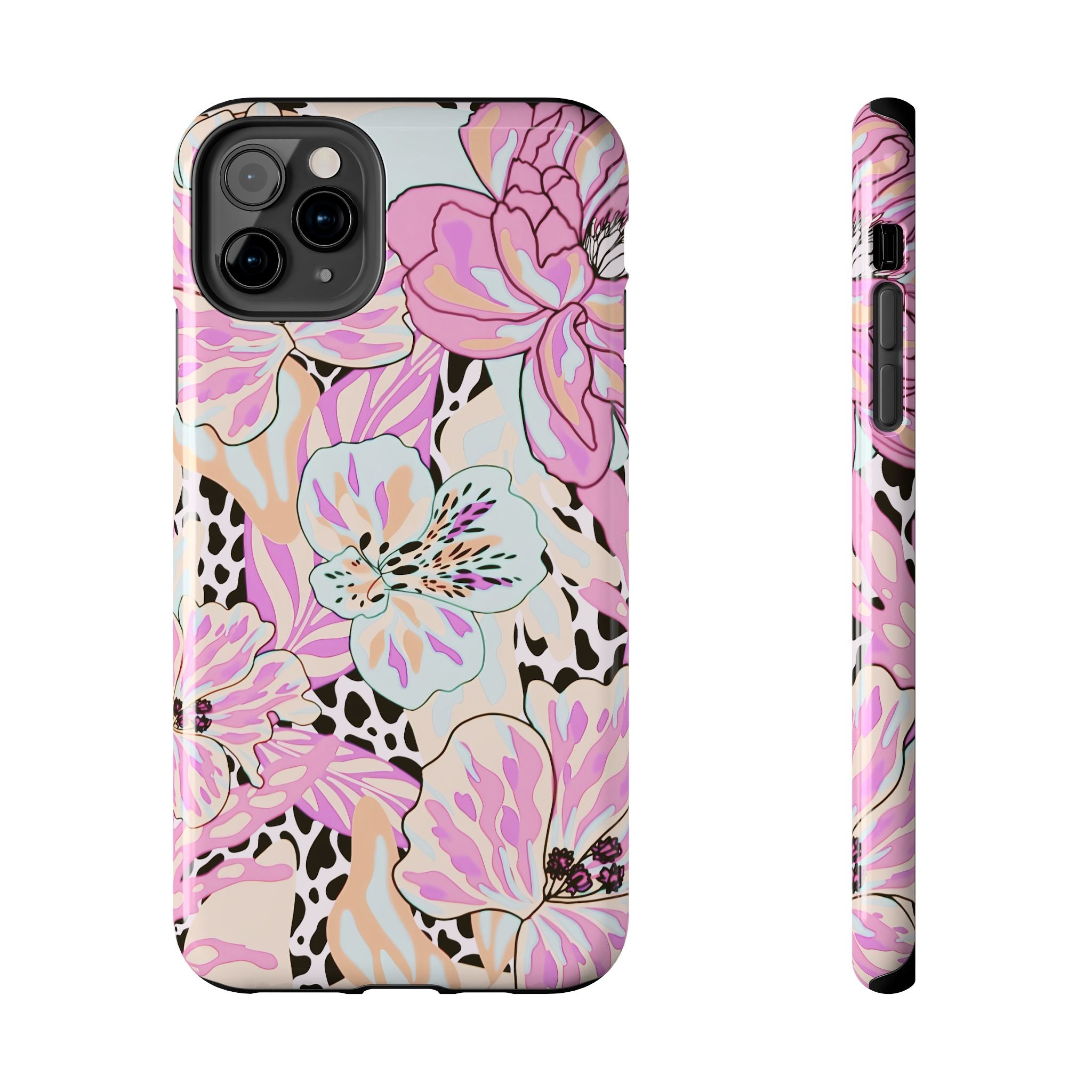 Coque iPhone à motif floral pastel | Lys léopard