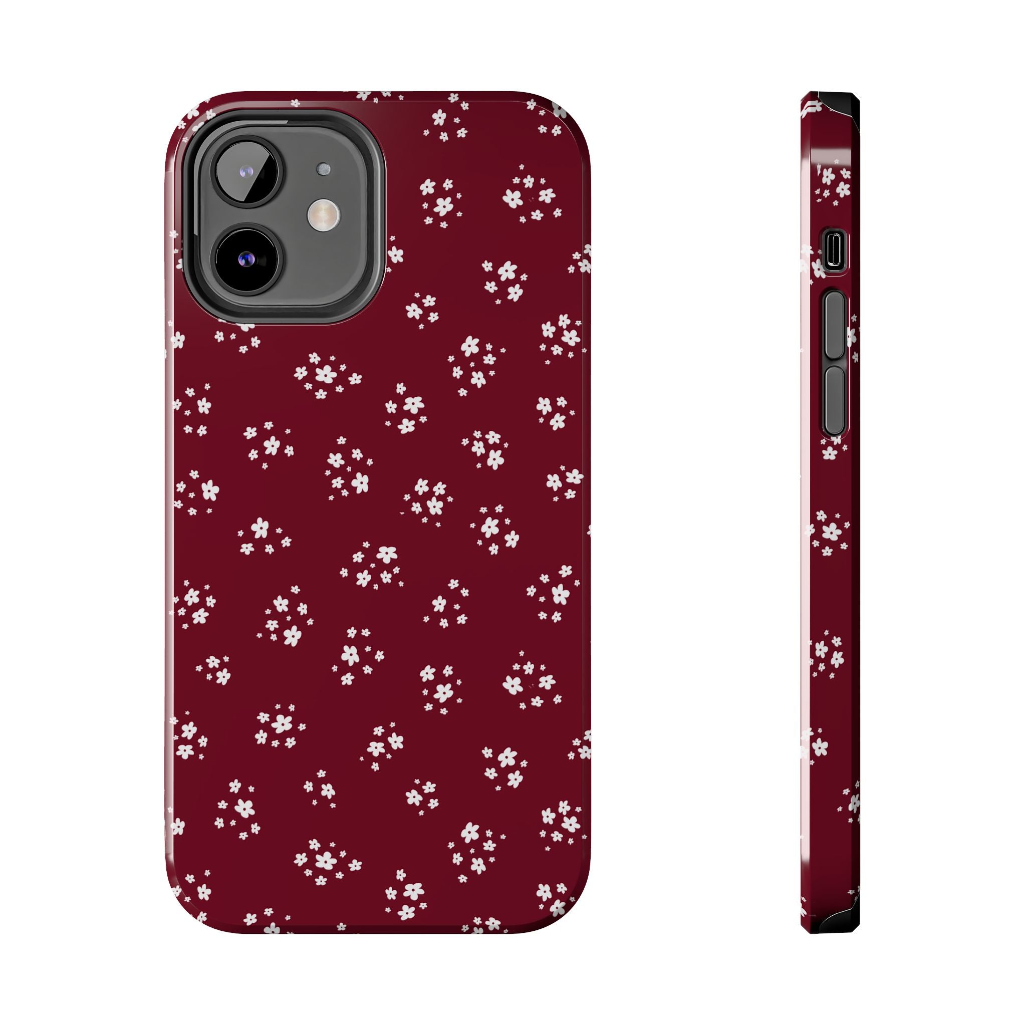 Maroon Blooms Floral iPhone Case