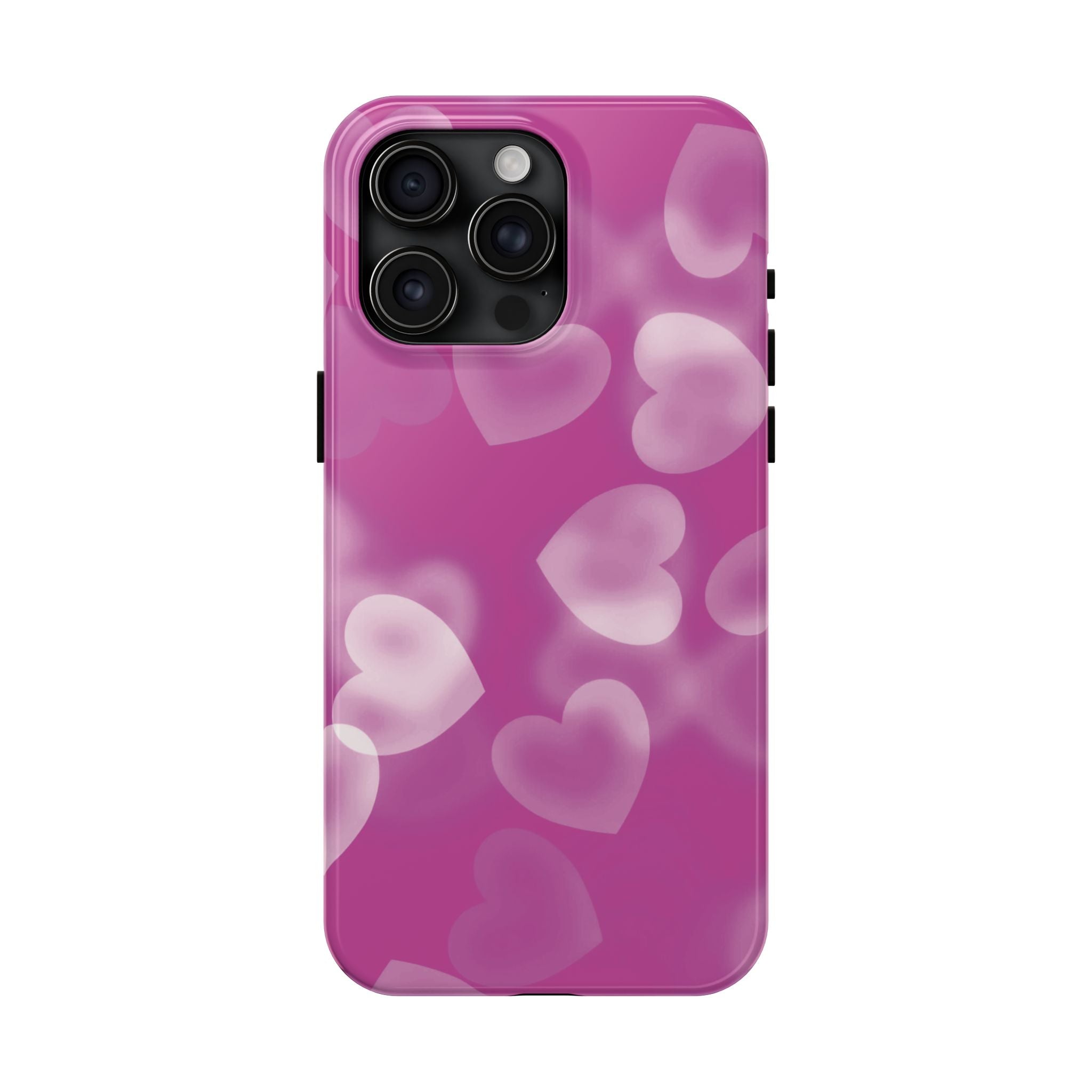 Coque iPhone rose avec coeurs en aérographe