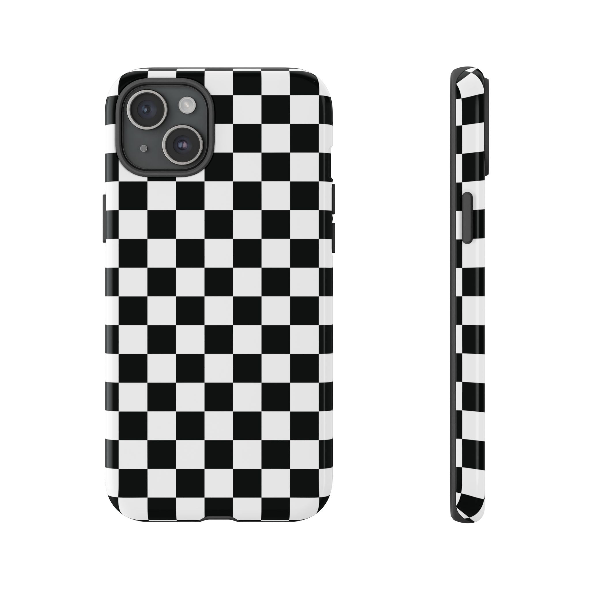 Coque iPhone à damier noir et blanc Skater Girl |