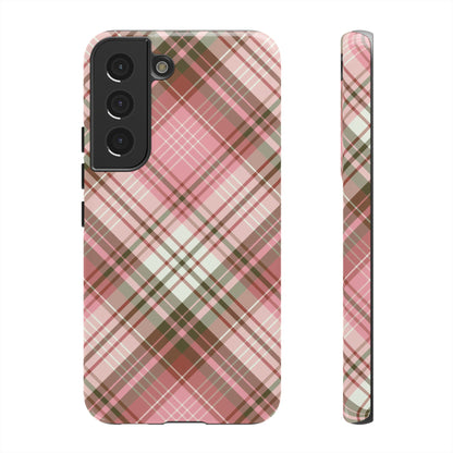 Funda elegante y preppy con diseño de cuadros rosas para Galaxy