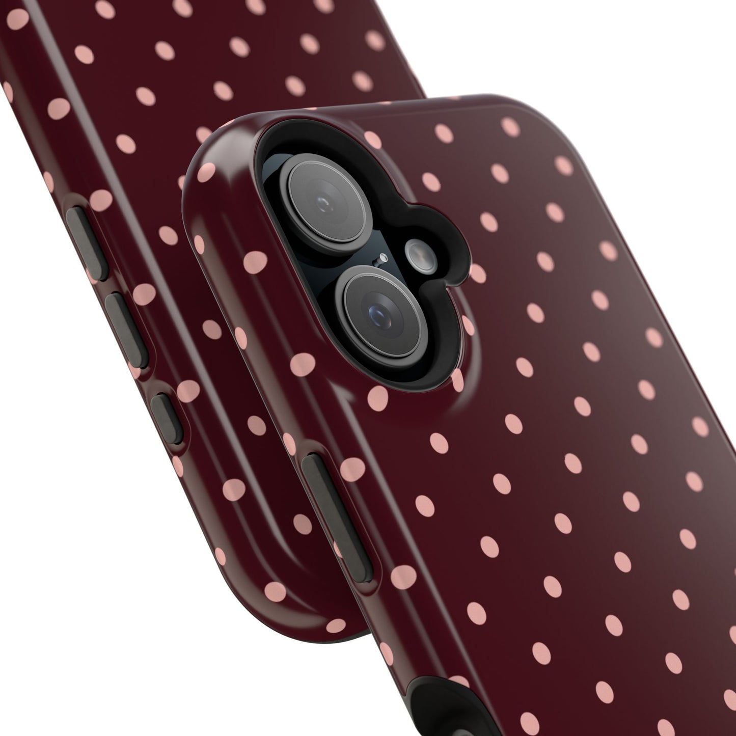 Pretty Please | Burgundy Polka Dot iPhone Case