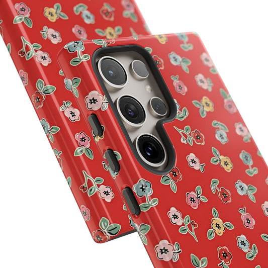 Tiny Blooms | Red Cottagecore Floral Galaxy Case