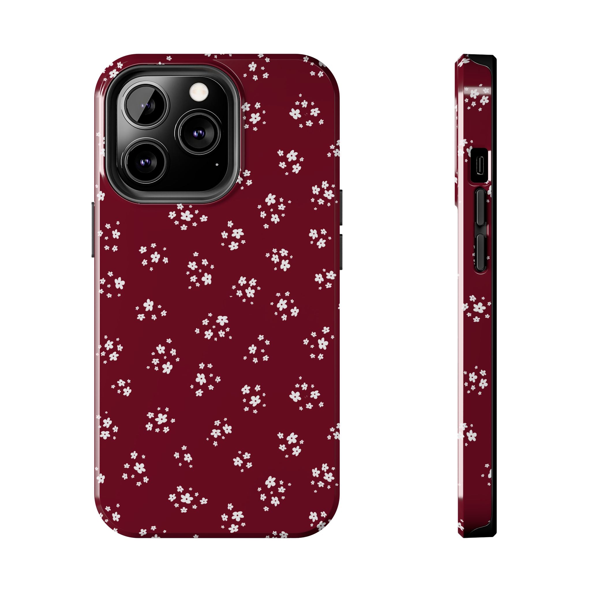 Maroon Blooms Floral iPhone Case