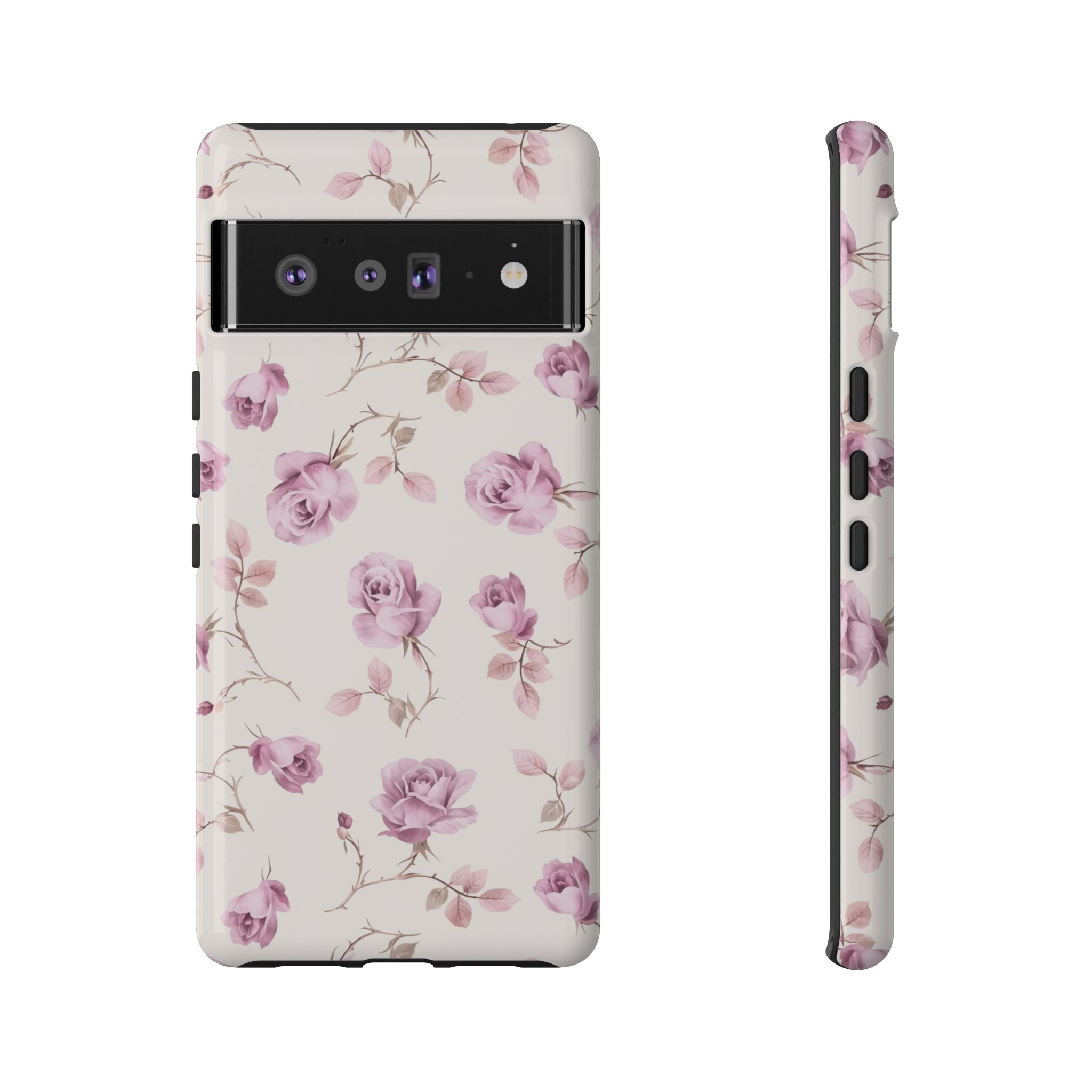 Estuche floral con diseño de rosas vintage y píxeles de Coquette