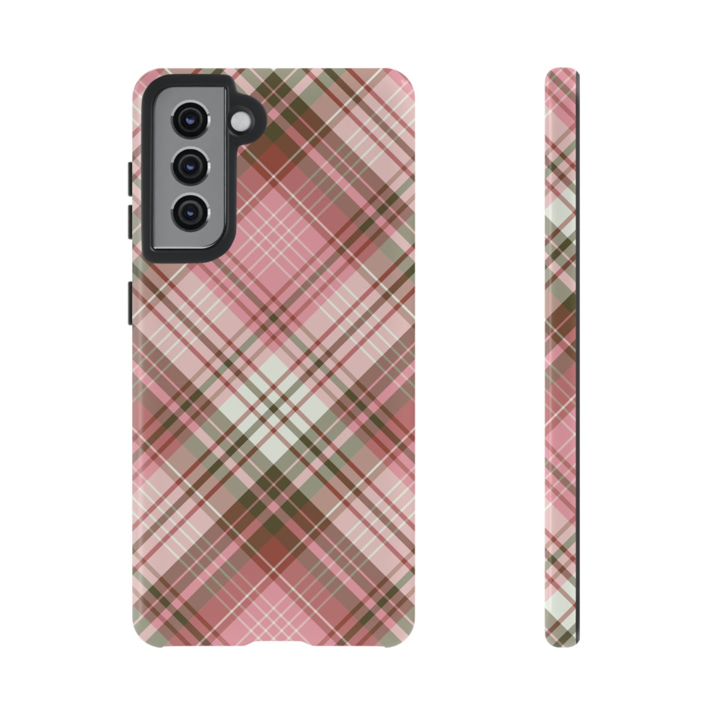 Funda elegante y preppy con diseño de cuadros rosas para Galaxy