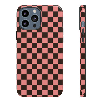 Checked Out | Pink & Brown Checkerboard Case