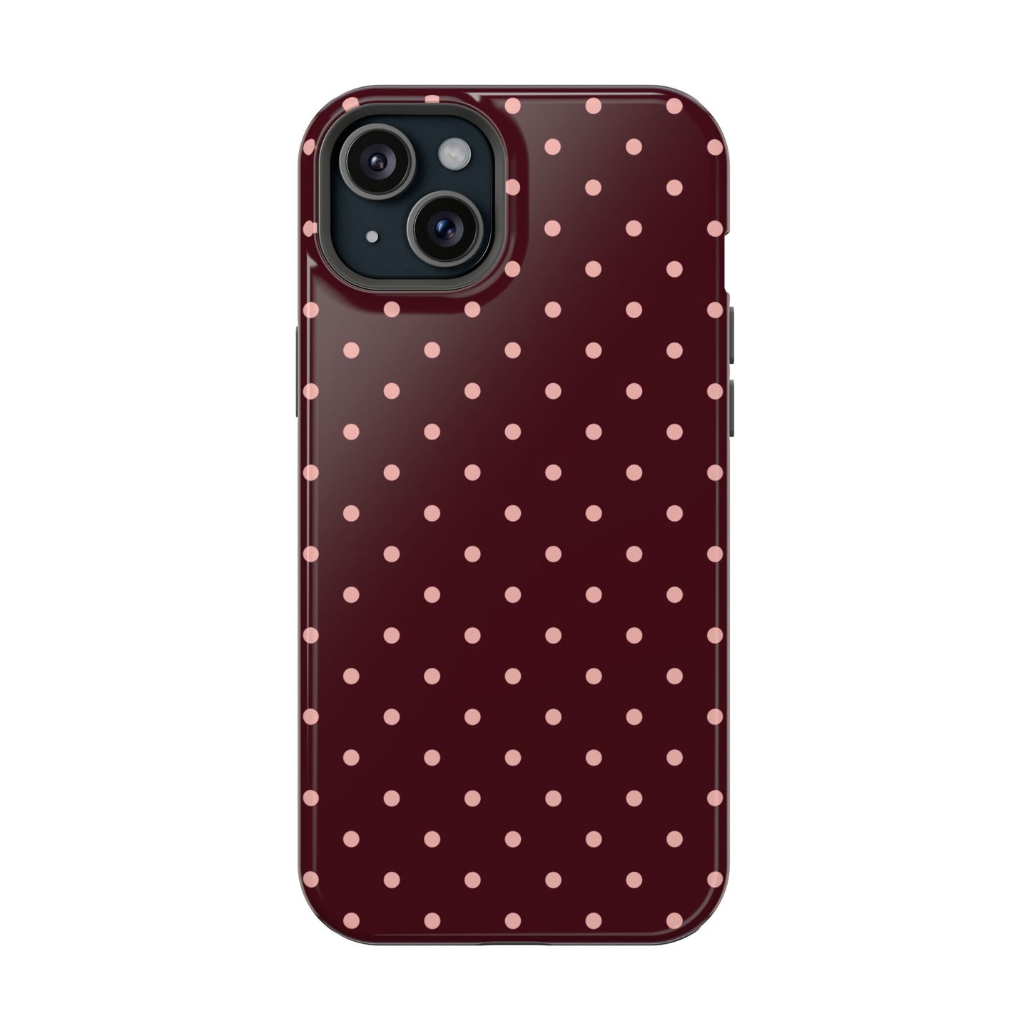 Pretty Please | Burgundy Polka Dot iPhone Case