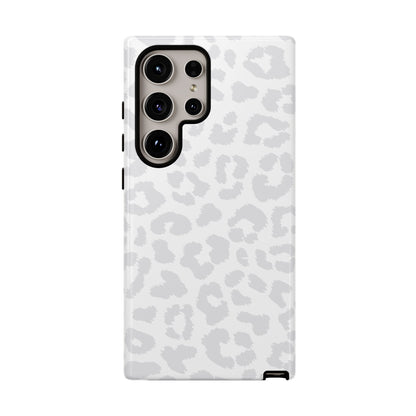 Snow Bunny | White & Gray Leopard Print Case