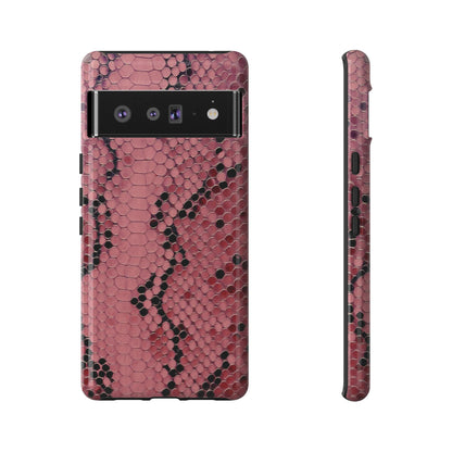 Estuche Pixel con estampado de serpiente y pitón rosa