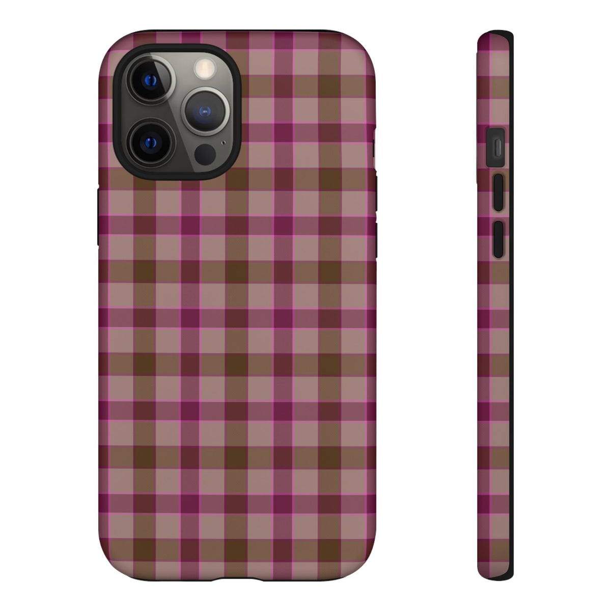 Mulberry Plaid | Pink & Brown Plaid iPhone Case