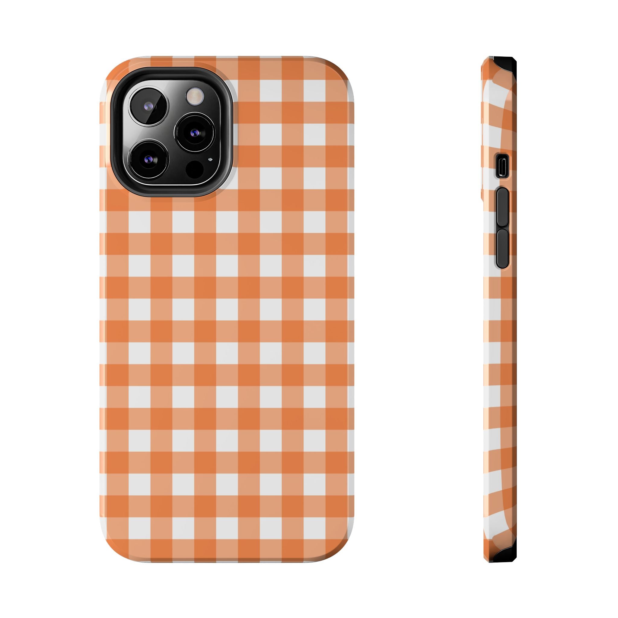 Orange Plaid Gingham Check iPhone Case
