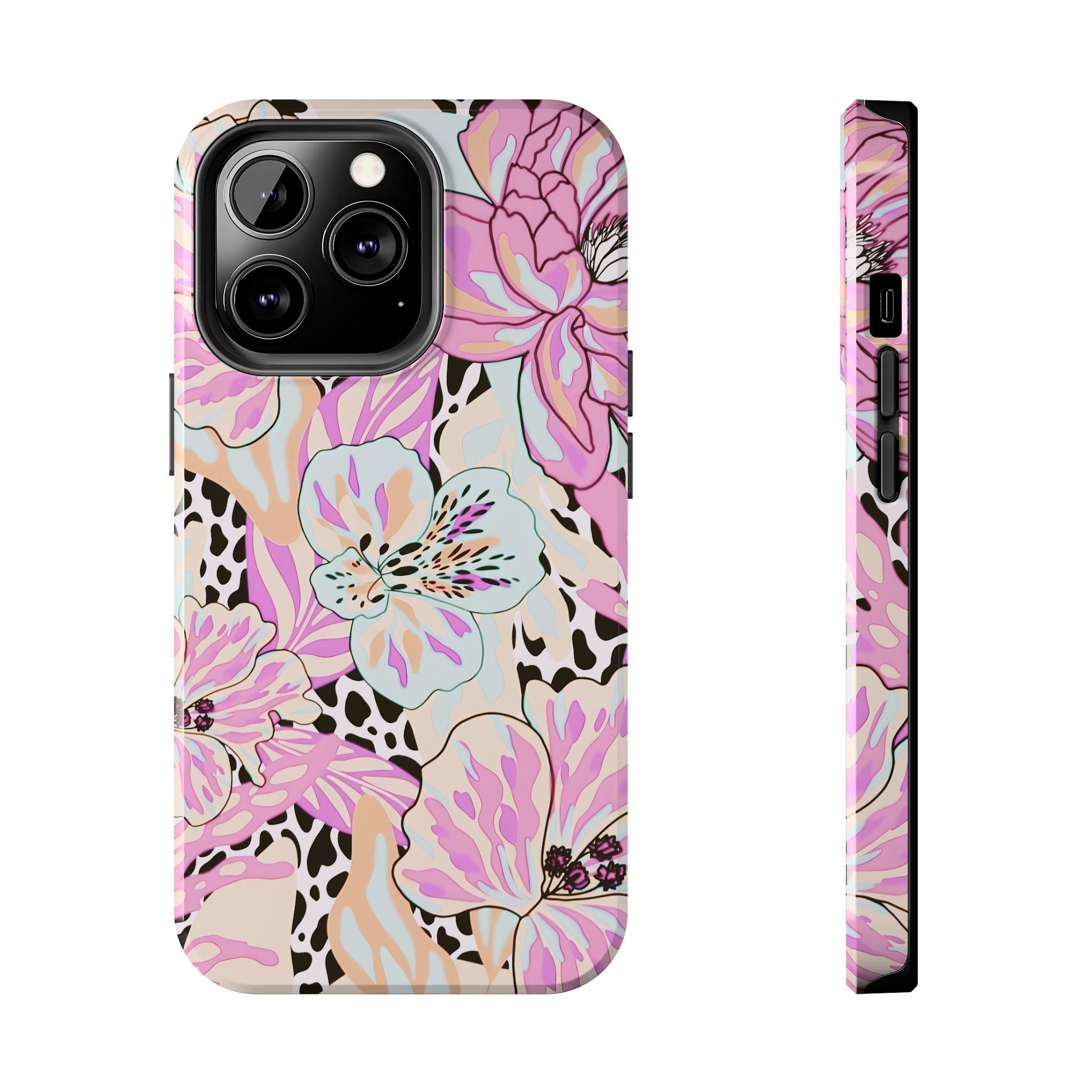 Coque iPhone à motif floral pastel | Lys léopard