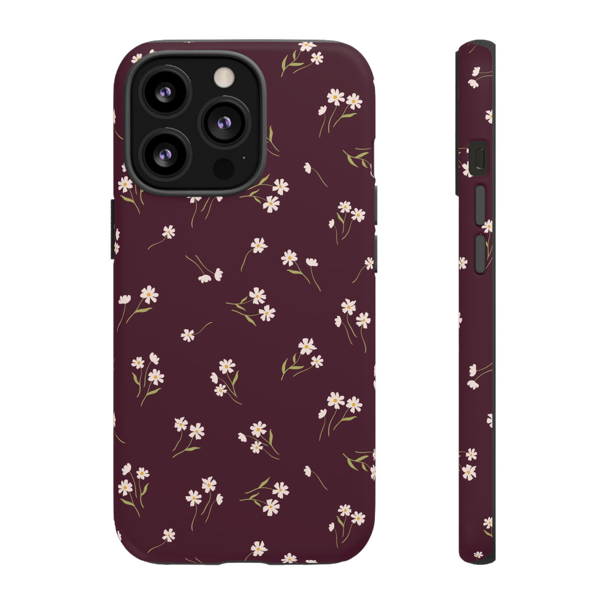 Dainty Daisy | Burgundy Floral iPhone Case