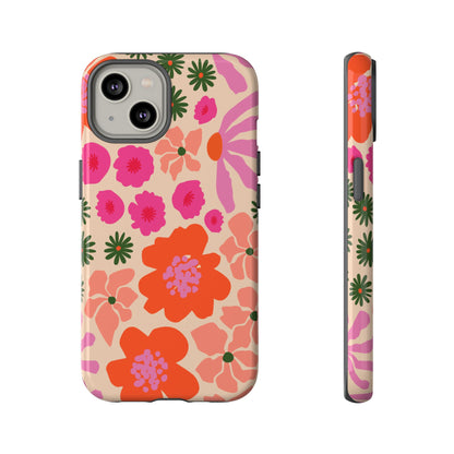 Funda para iPhone con diseño floral y flores en plena floración