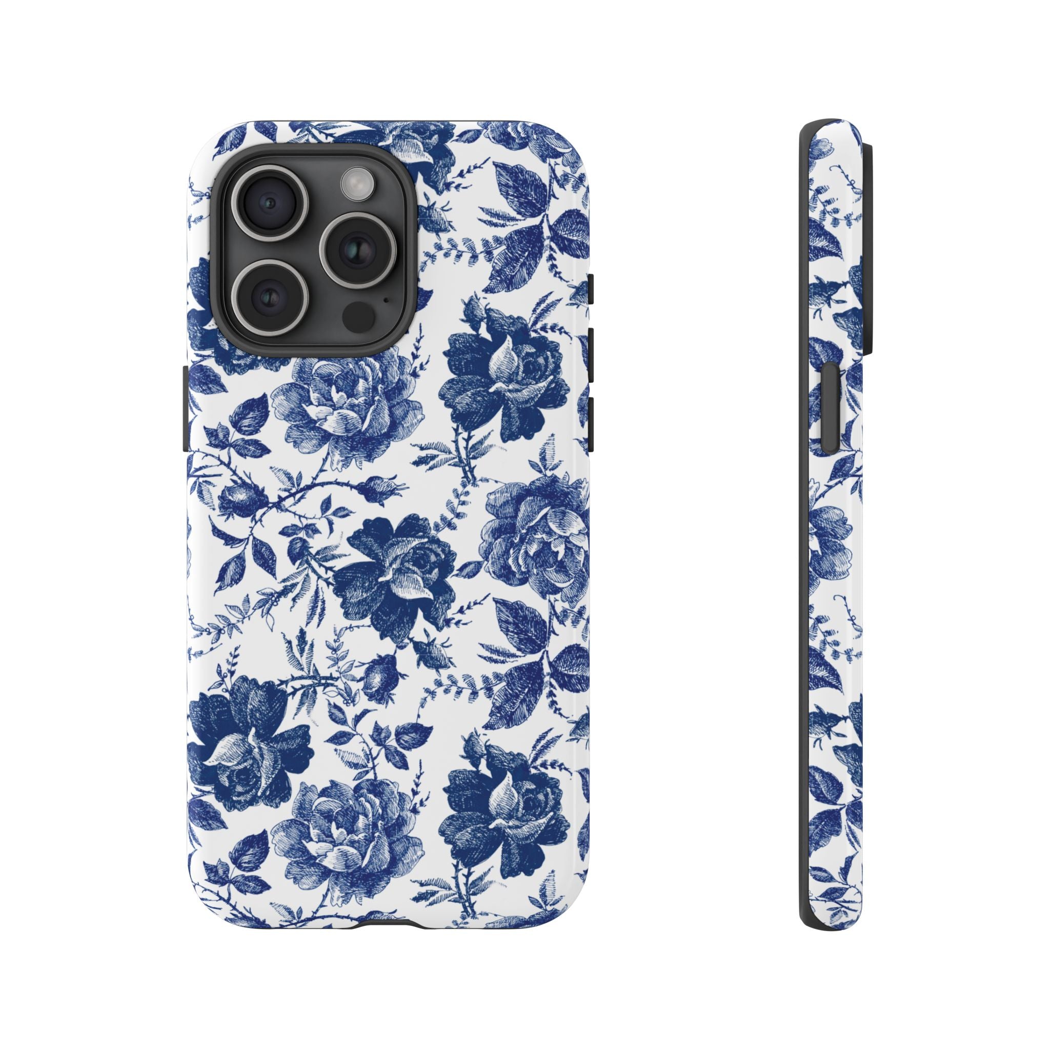 Coque iPhone Indigo Rose | Motif floral rétro