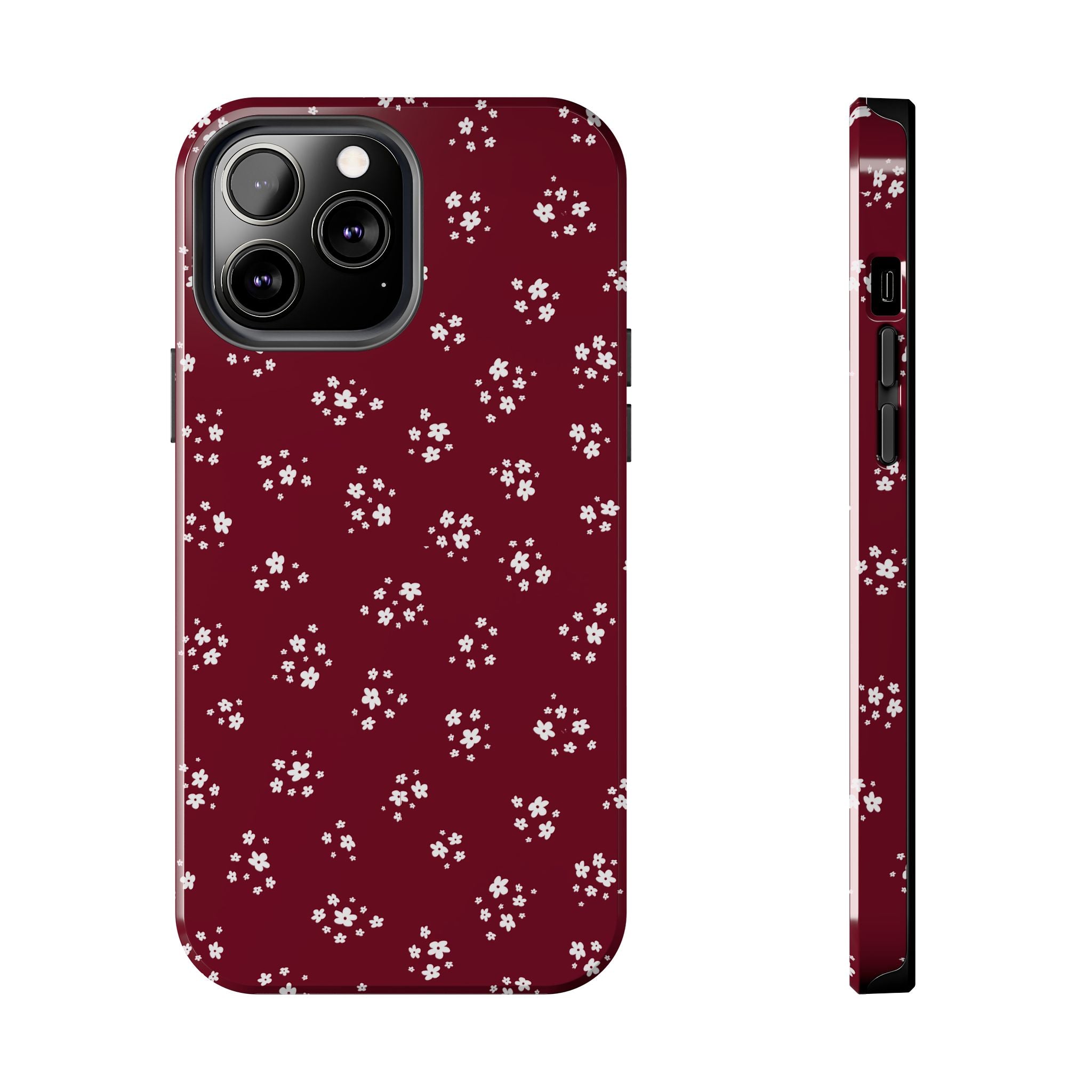 Maroon Blooms Floral iPhone Case