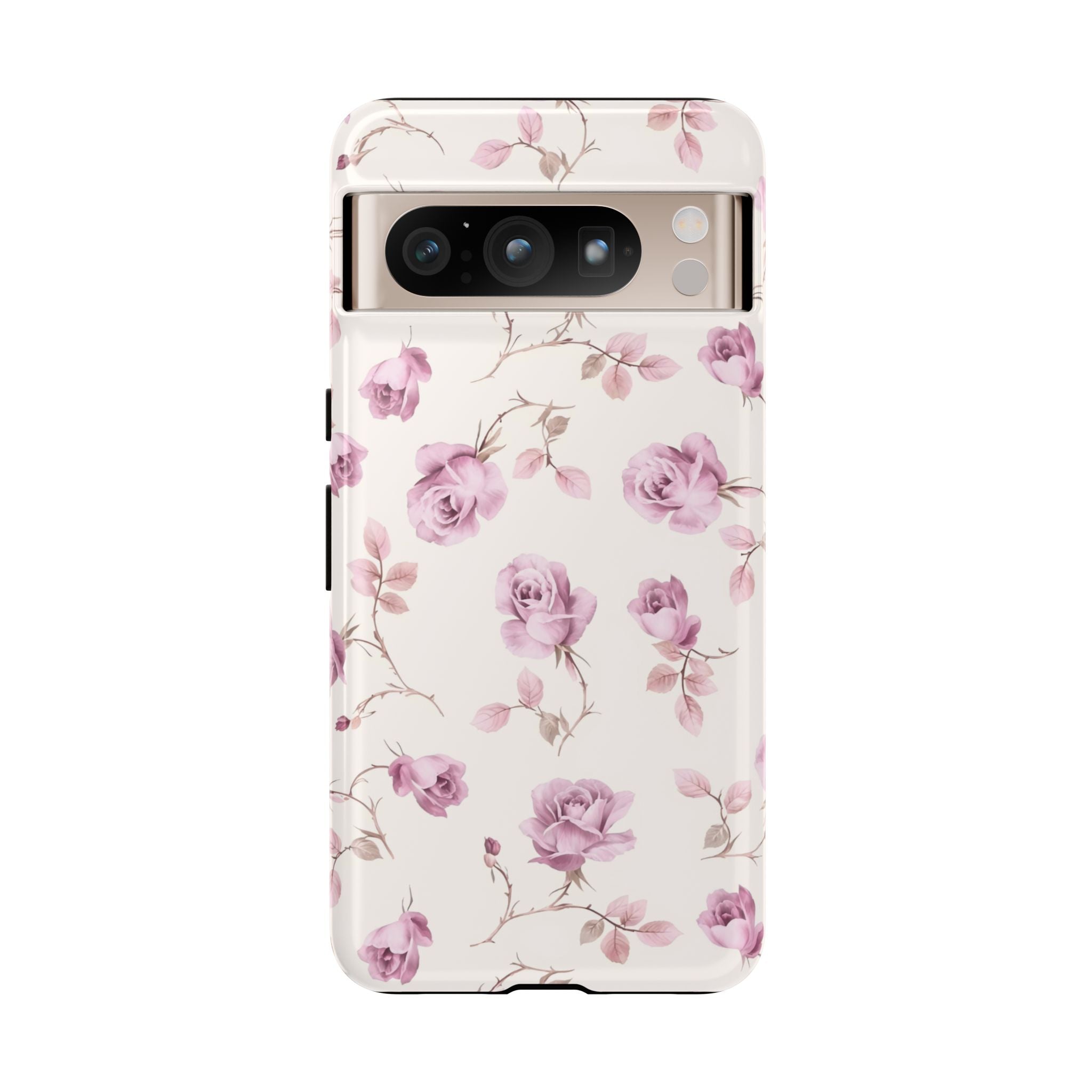 Estuche floral con diseño de rosas vintage y píxeles de Coquette