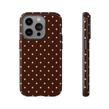 Bonita en rosa | Funda para iPhone con lunares marrones