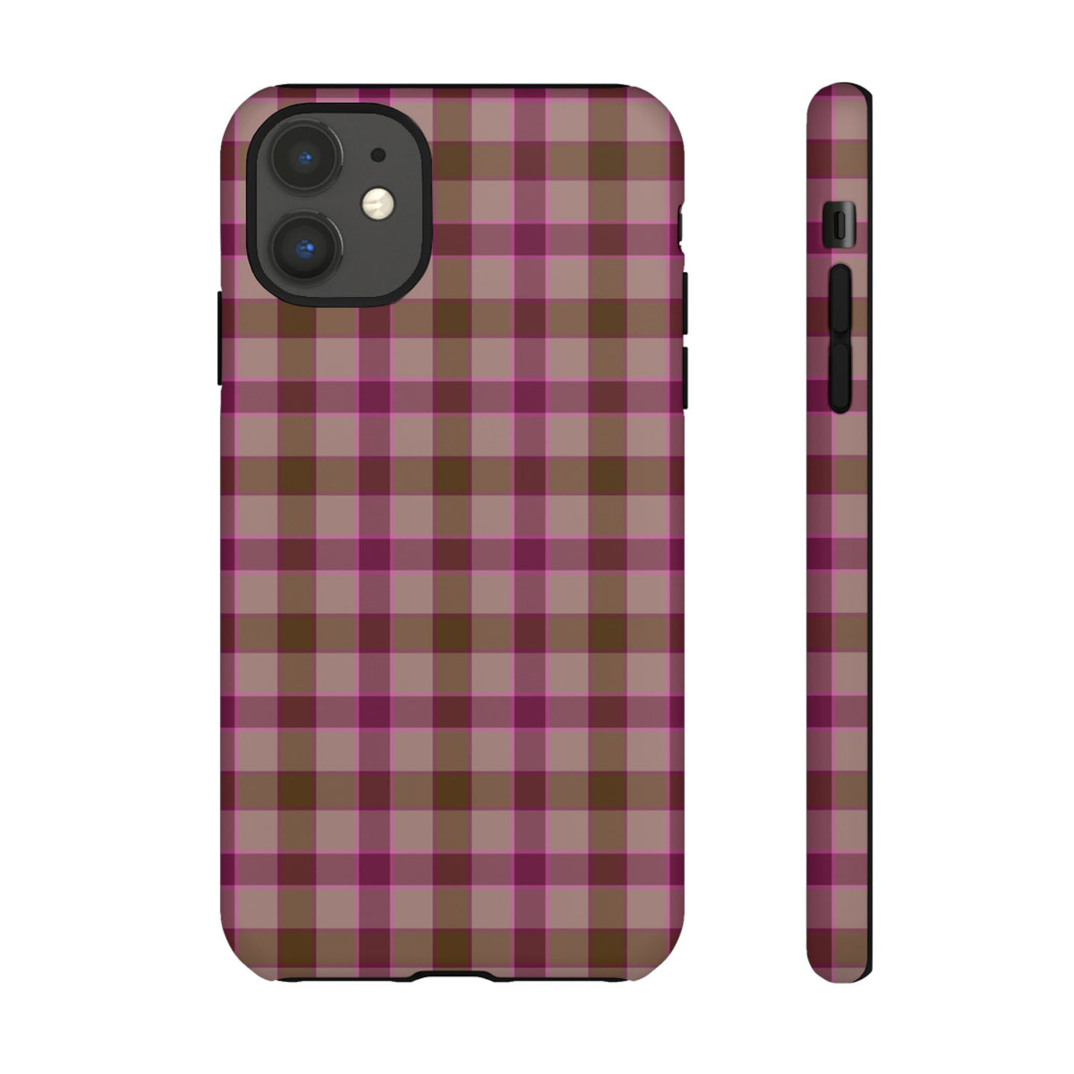 Mulberry Plaid | Pink & Brown Plaid iPhone Case