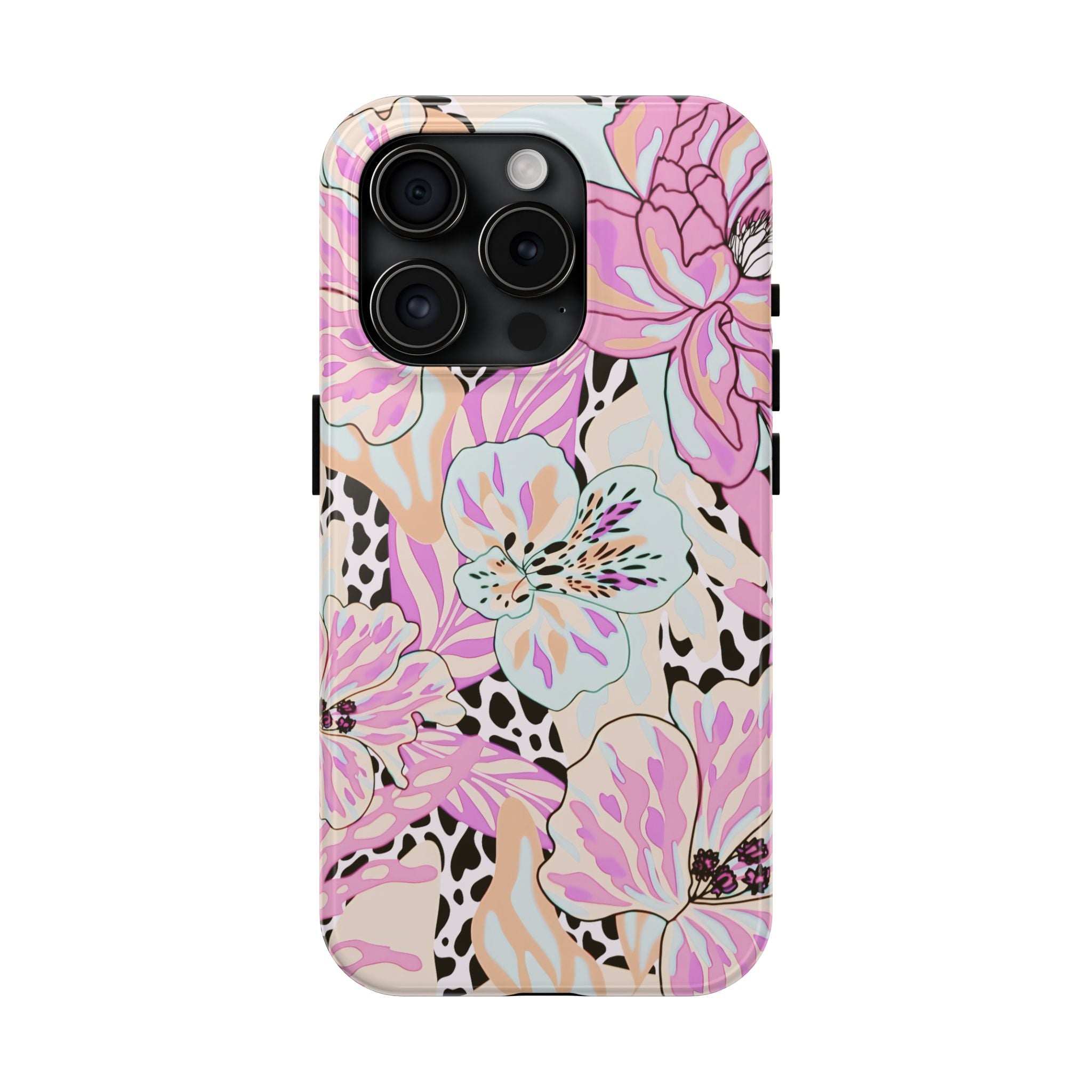 Coque iPhone à motif floral pastel | Lys léopard