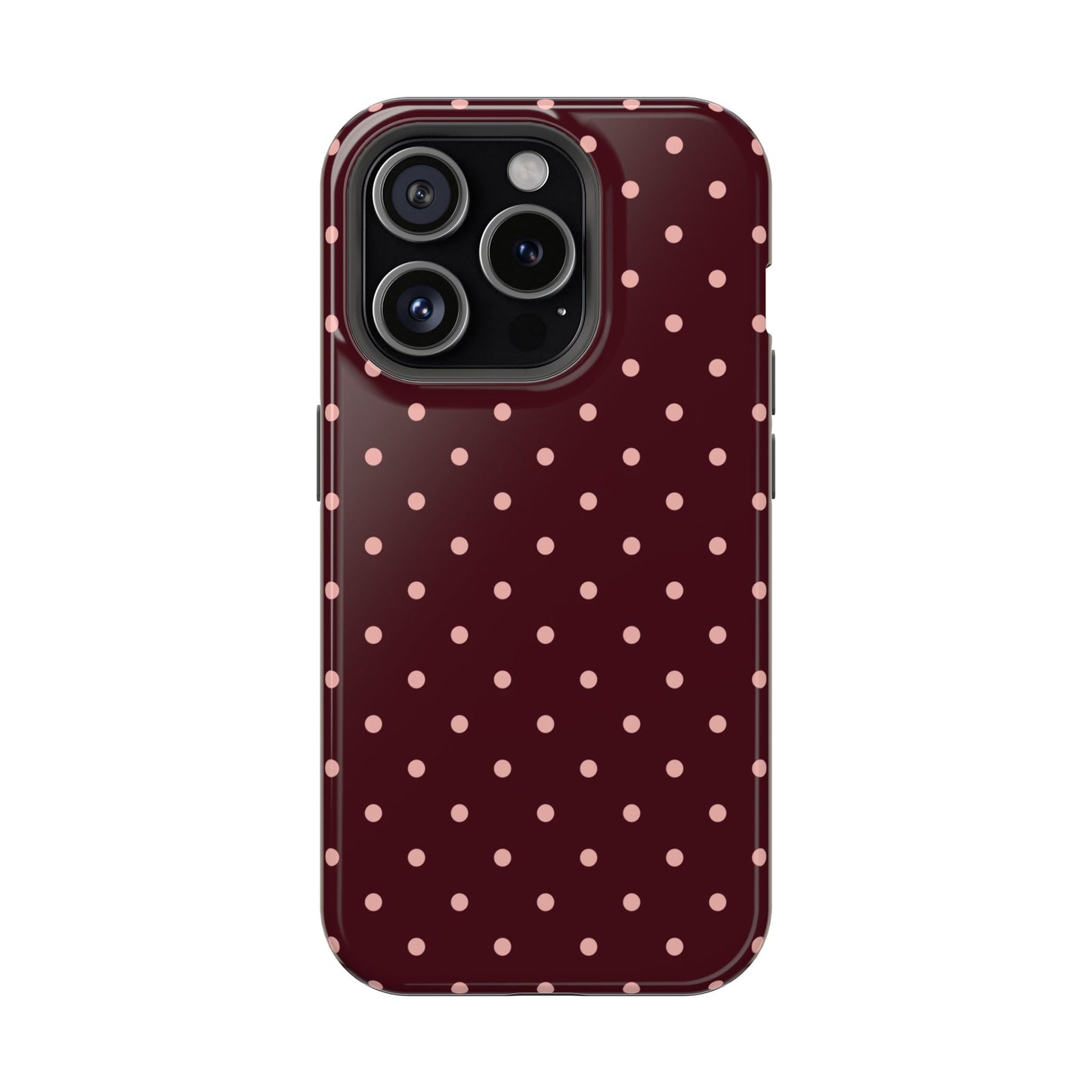 Pretty Please | Burgundy Polka Dot iPhone Case