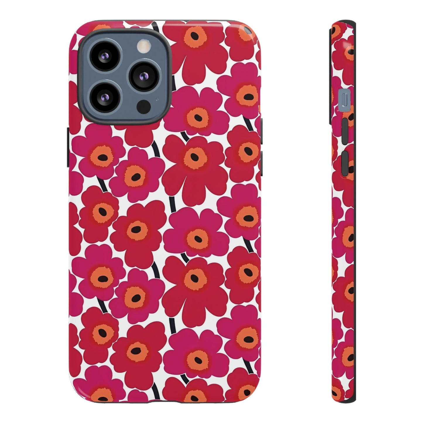 Funda para iPhone con estampado floral rosa y amapola