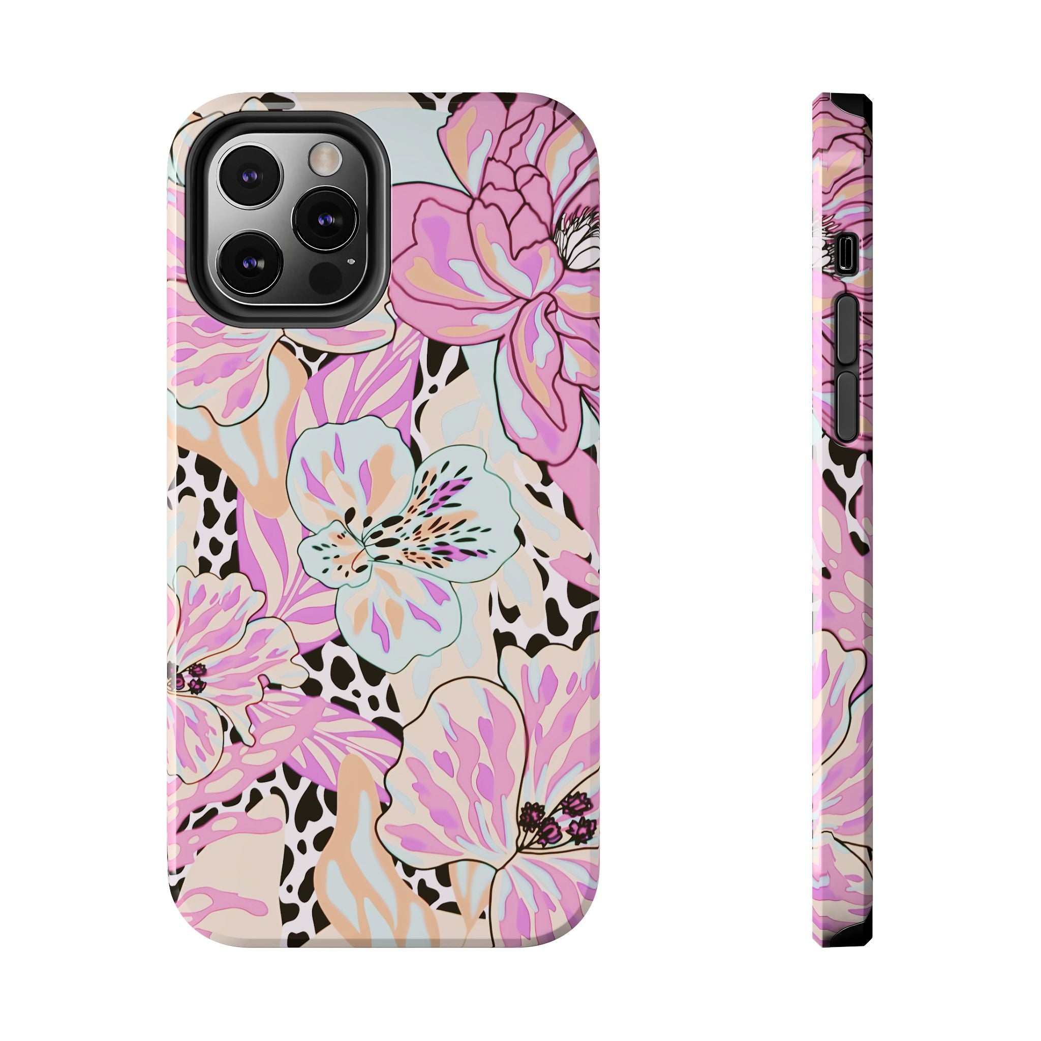 Coque iPhone à motif floral pastel | Lys léopard
