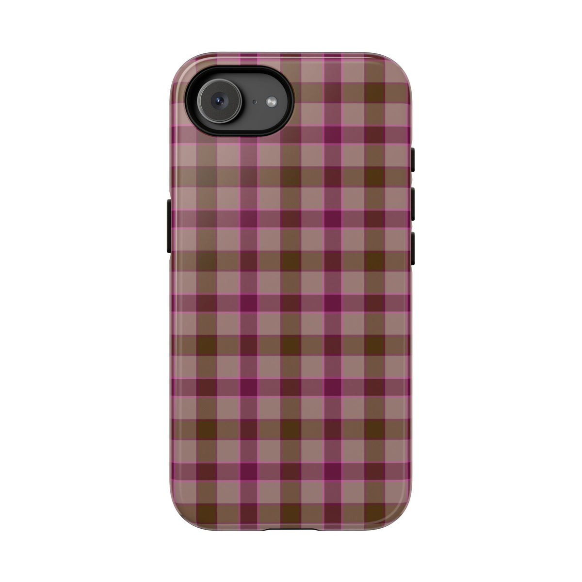 Mulberry Plaid | Pink & Brown Plaid iPhone Case