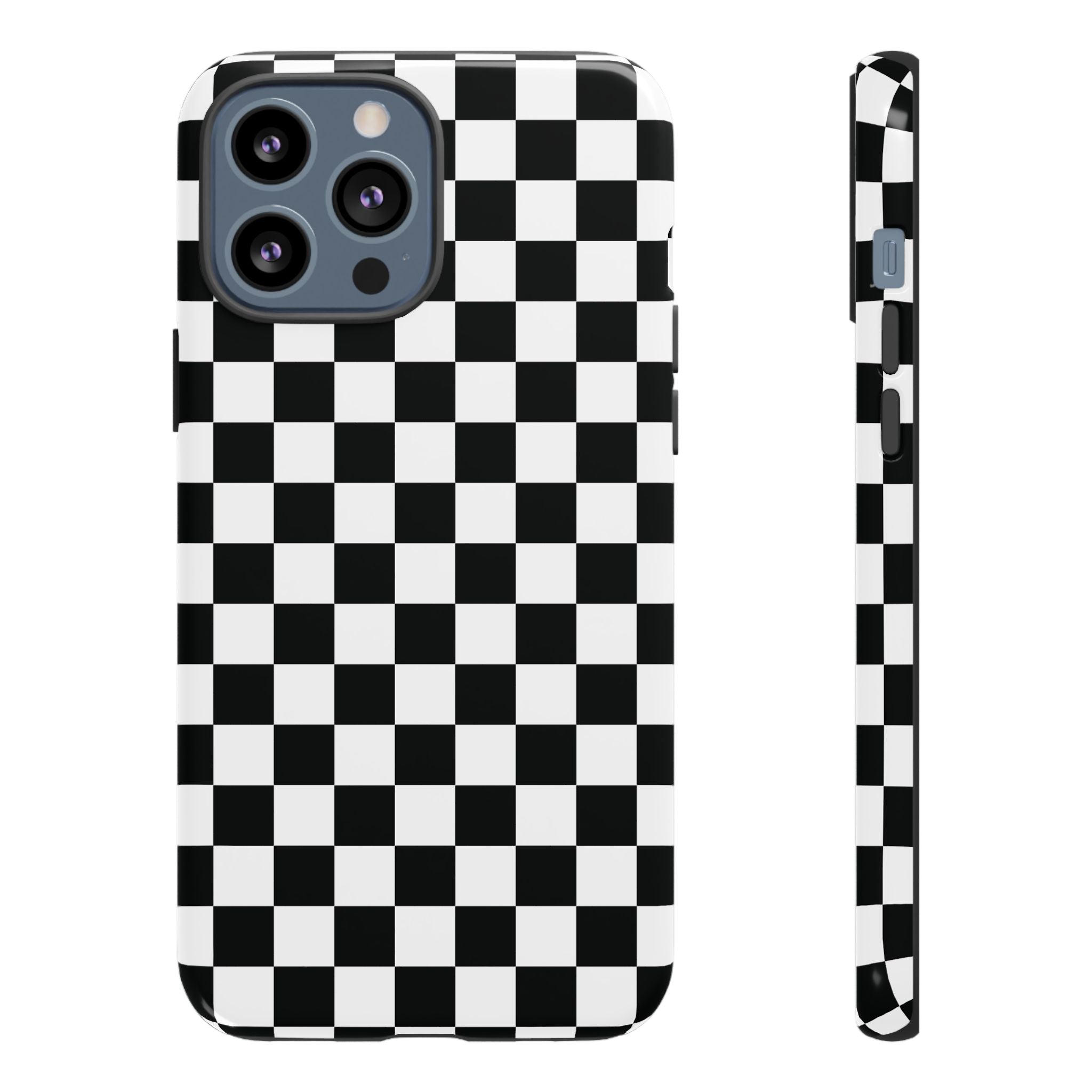 Coque iPhone à damier noir et blanc Skater Girl |