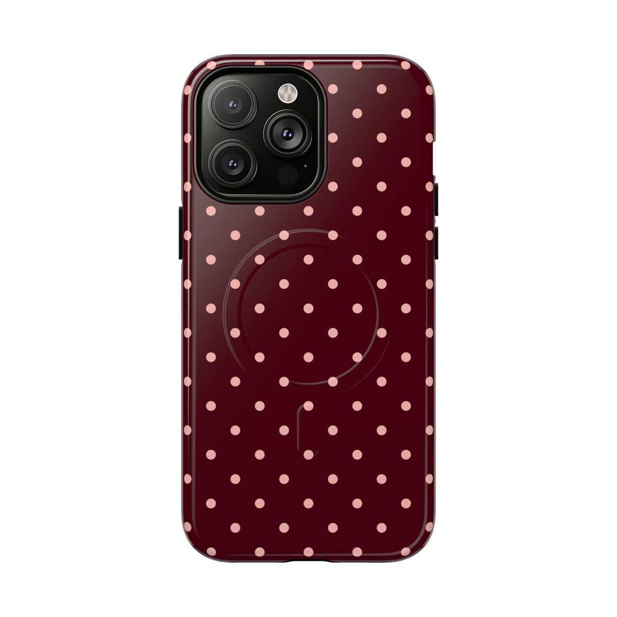 Pretty Please | Burgundy Polka Dot MagSafe Case