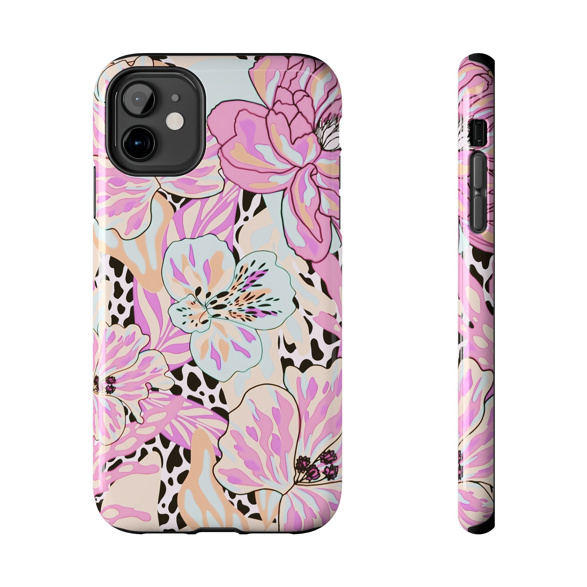 Coque iPhone à motif floral pastel | Lys léopard