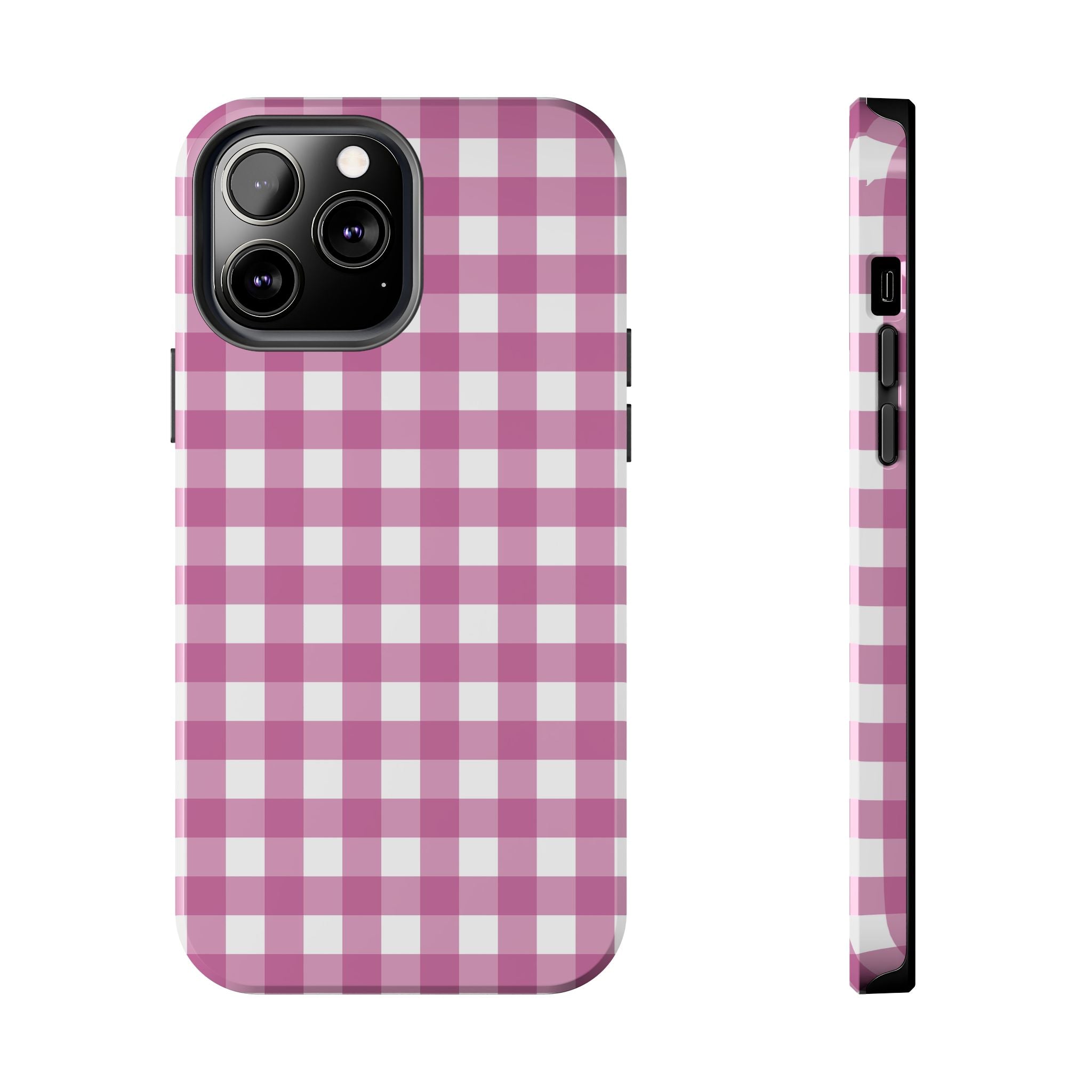 Pink Plaid Gingham Check iPhone Case