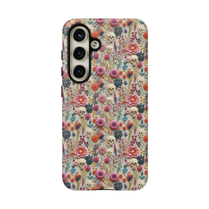 Skulls & Flowers | Embroidery Effect Case