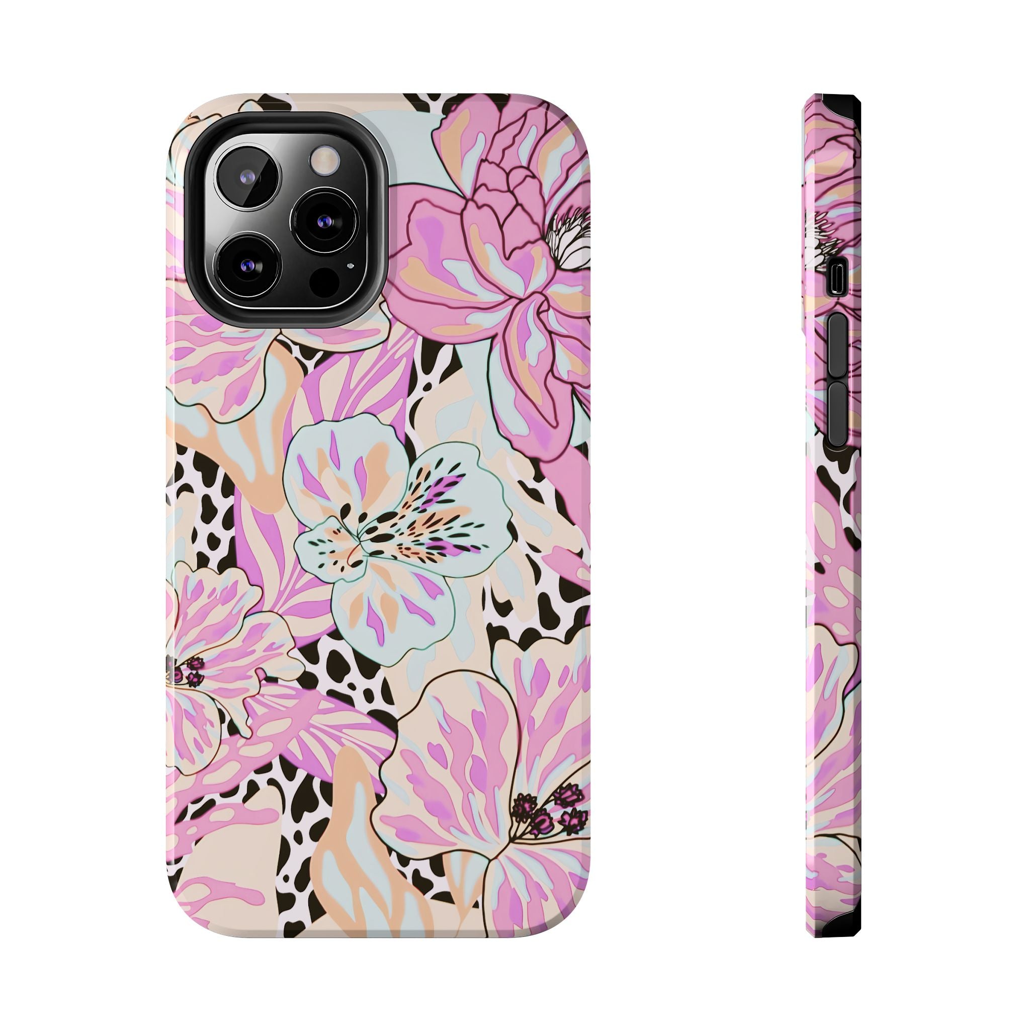 Coque iPhone à motif floral pastel | Lys léopard