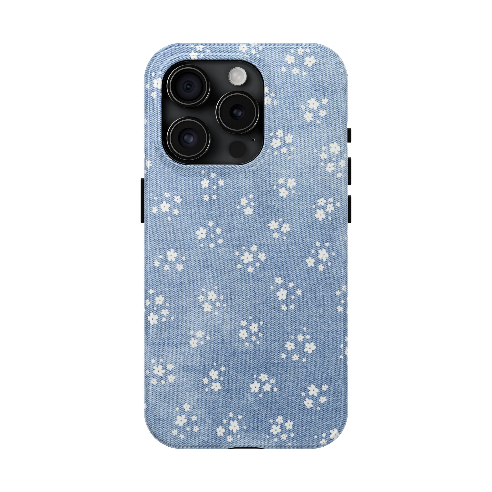 Denim Daisy Floral iPhone Case