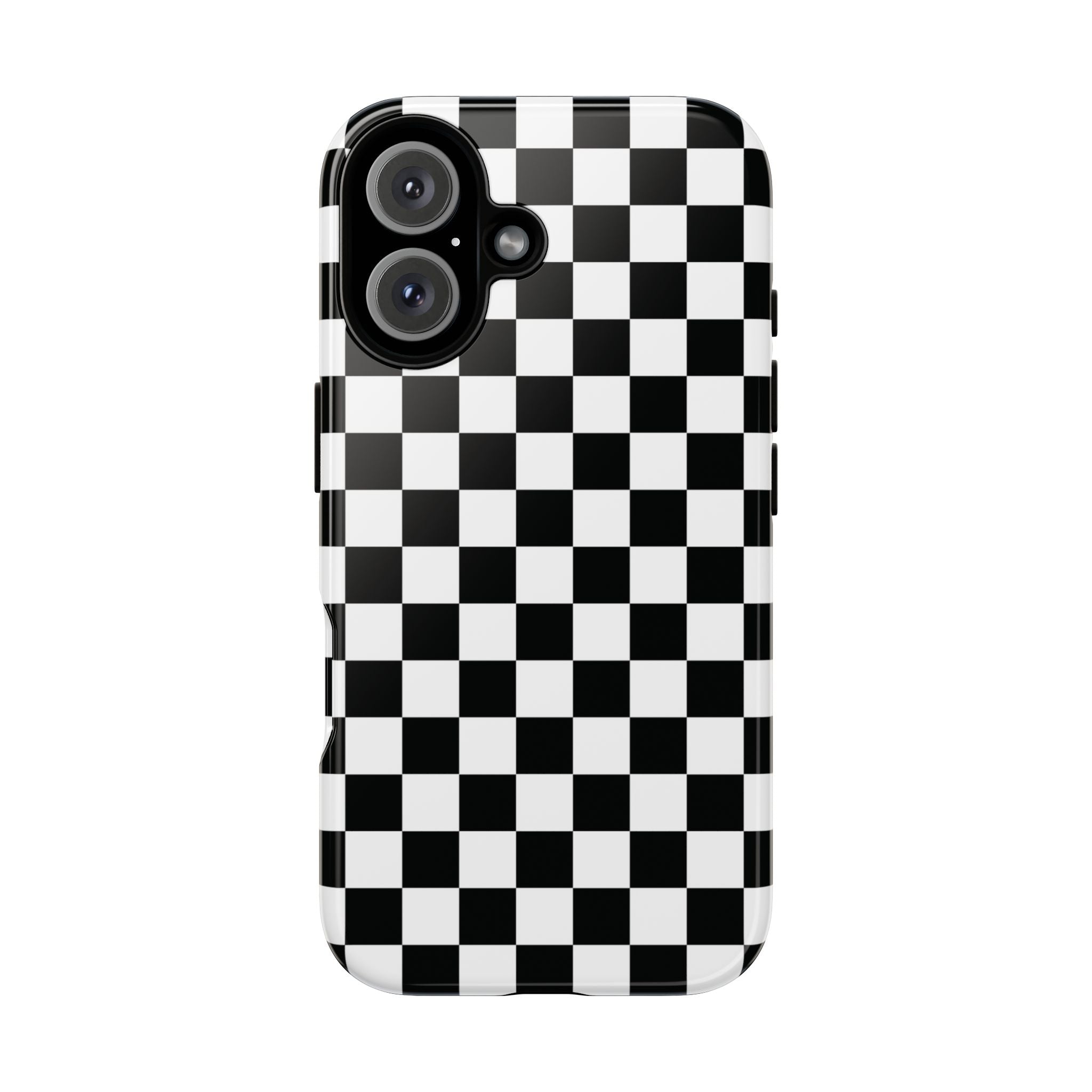 Coque iPhone à damier noir et blanc Skater Girl |