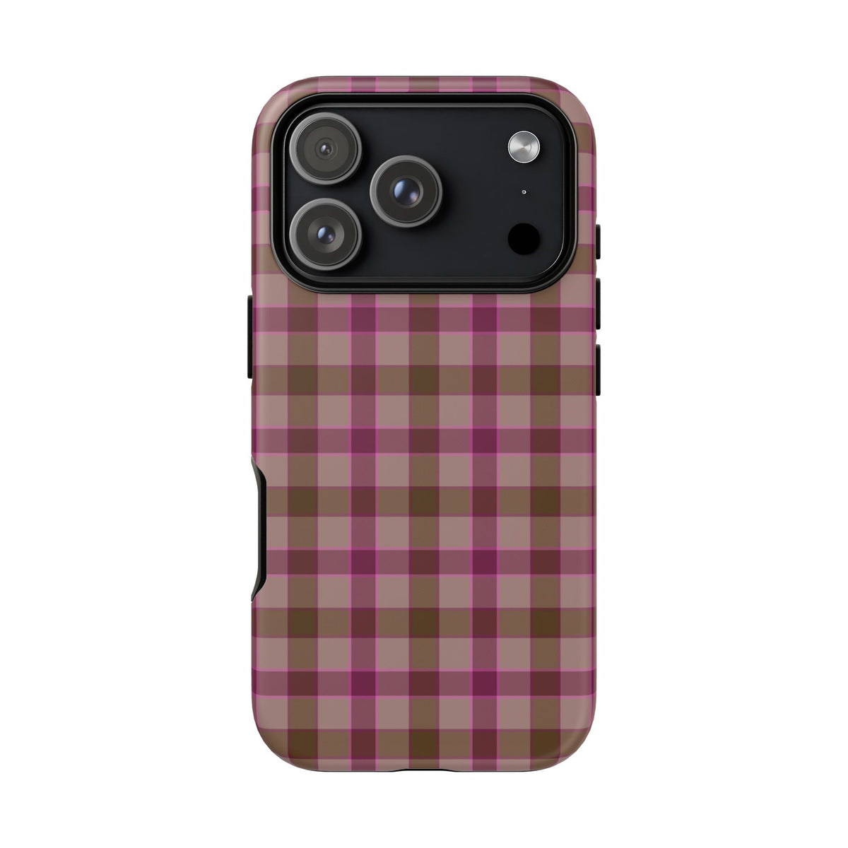 Mulberry Plaid | Pink & Brown Plaid iPhone Case