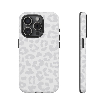 Snow Bunny | White & Gray Leopard Print Case