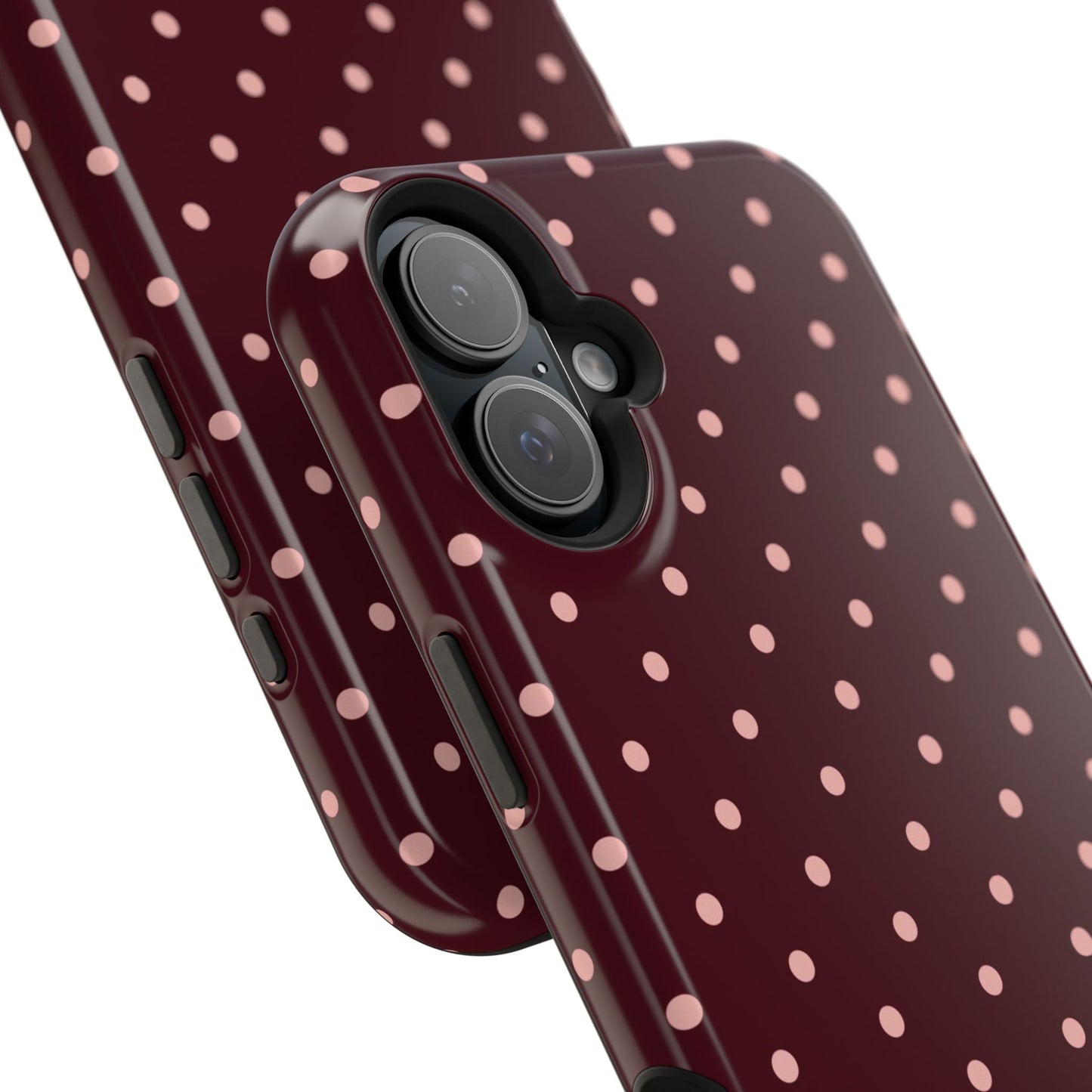 Pretty Please | Burgundy Polka Dot iPhone Case