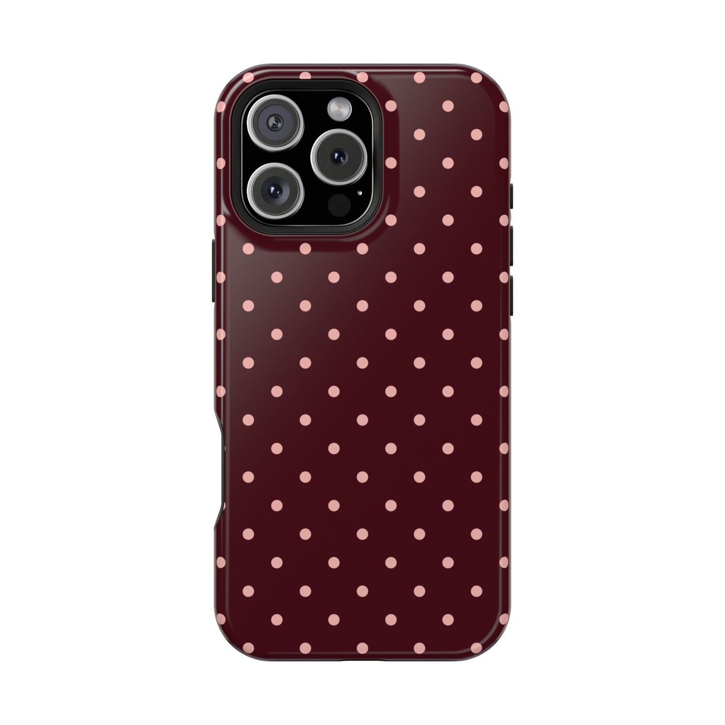 Pretty Please | Burgundy Polka Dot iPhone Case