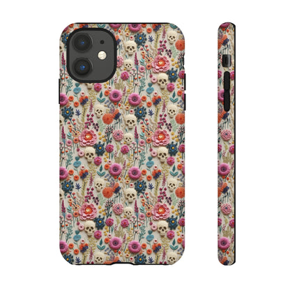 Skulls & Flowers | Embroidery Effect Case