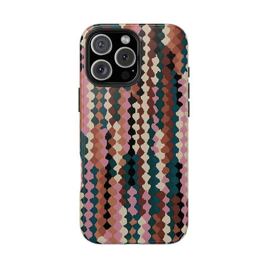 Funda para iPhone con diseño artístico y rayas boho