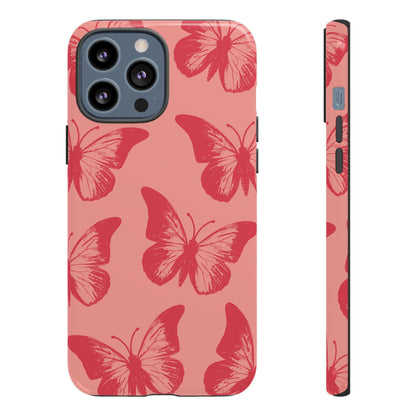 Funda para iPhone con diseño de mariposa social y mariposa color melocotón