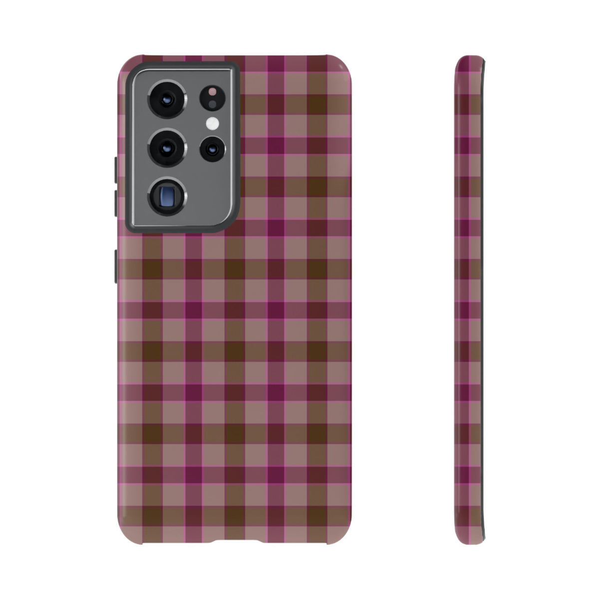 Mulberry Spice | Pink & Burgundy Plaid Galaxy Case