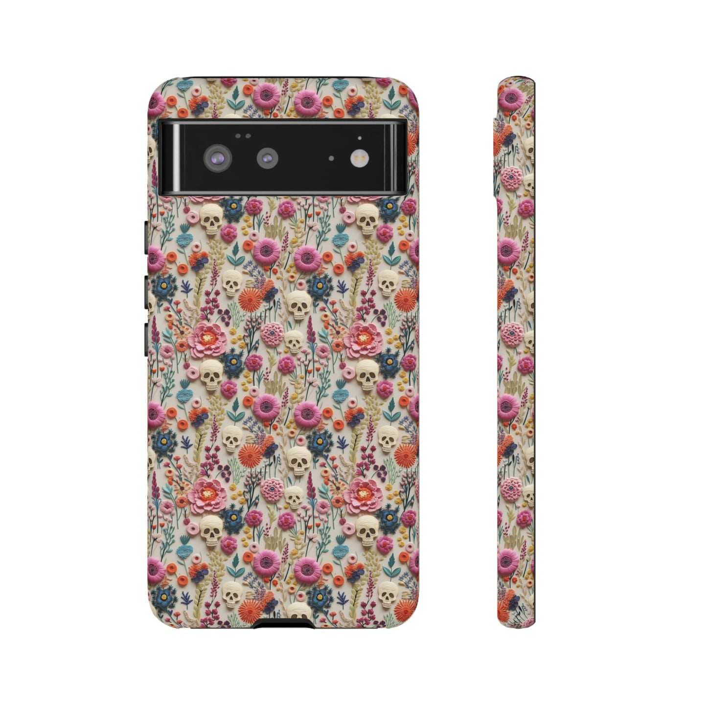 Skulls & Flowers | Embroidery Effect Case