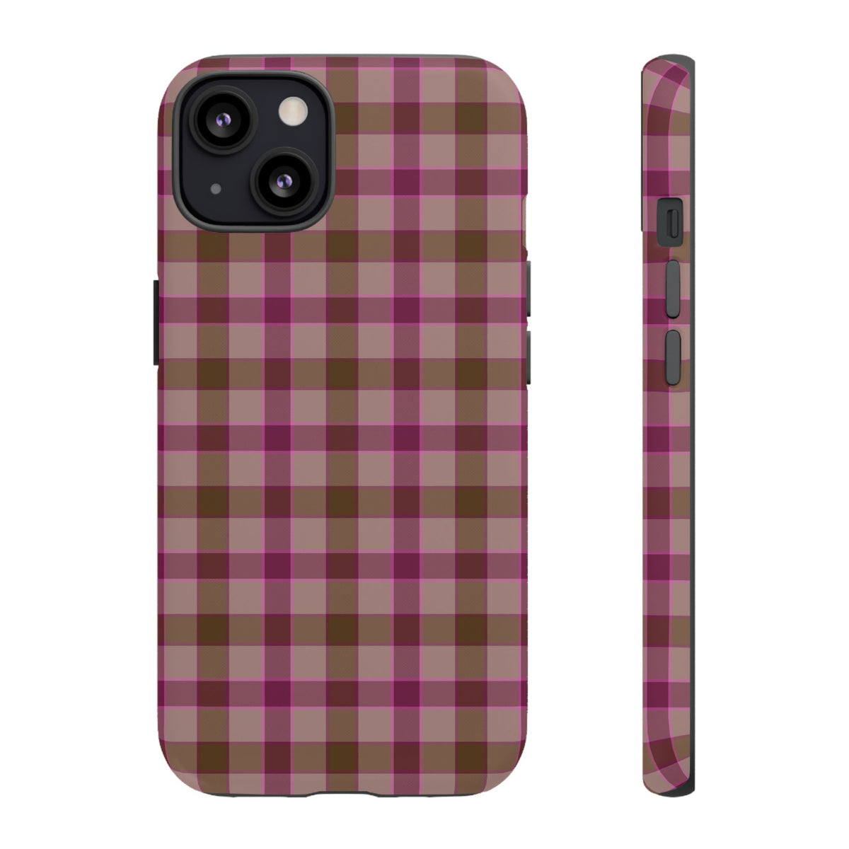 Mulberry Plaid | Pink & Brown Plaid iPhone Case